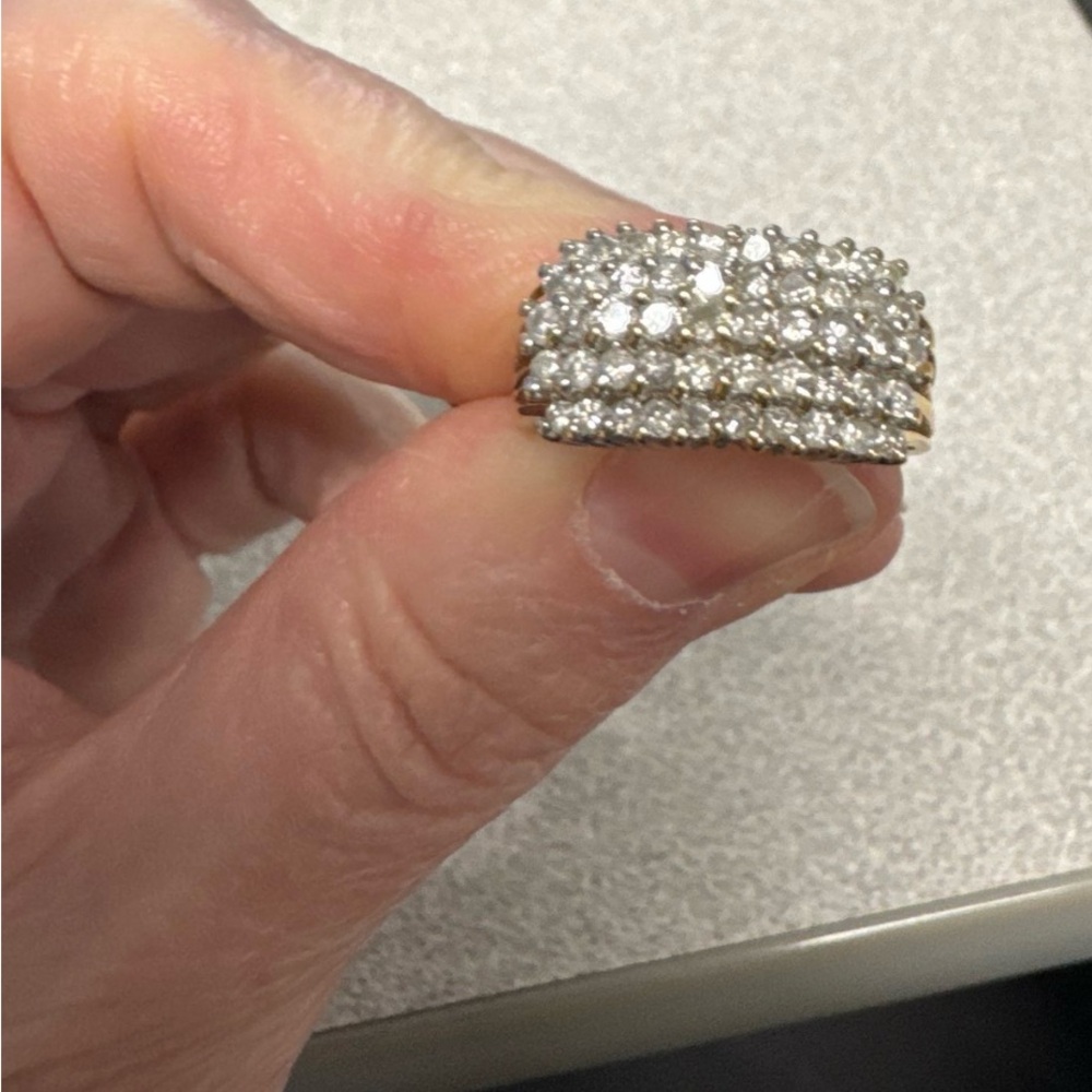 3/4 14kt Yellow Gold Arch Dome Diamond Ring - Picture 2 of 9